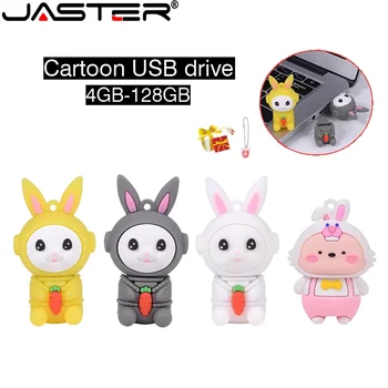 Флэш-накопители JASTER USB 2.0 64 ГБ, высокоскоростной флеш-накопитель с мультяшным кроликом, брелок для ключей, бизнес-подарок, карта памяти 32 ГБ, 16 ГБ U-диск