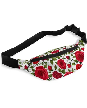 Цветок Дня Святого Валентина, Красная роза, поясные сумки для женщин, мужские дорожные сумки через плечо, водонепроницаемая поясная сумка