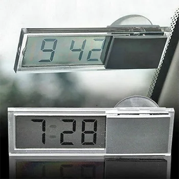 Цифровые часы на лобовом стекле автомобиля, приборной панели, прозрачный дизайн, всасывающие часы, аксессуары для стайлинга автомобилей