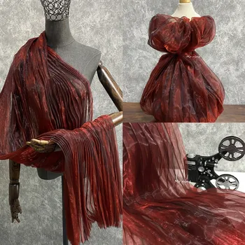 Черно-красная органза с иллюзией водяного света для девочек-русалочек - ткани для одежды из сценического платья ручной работы 