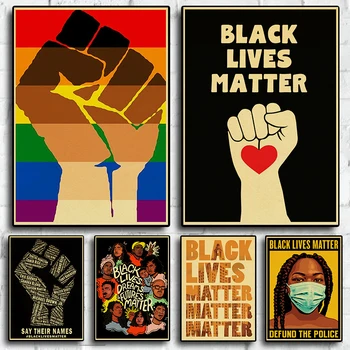 Черный Lives Matter Настенный арт-декор плакат Украшение домашней комнаты эстетический ретро-бар кафе арт-декор живые плакаты картина на холсте