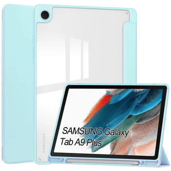 Чехол Для Samsung Galaxy Tab A9 Plus SM-X216 SM-X210 SM-X218 Tablet 11 Дюймов, Прозрачная Задняя Крышка, Кожаный Чехол с функцией автоматического перехода в режим сна/Пробуждения