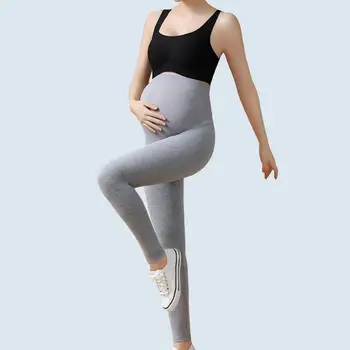 Эластичные леггинсы для беременных, стильные леггинсы, узкие брюки с высокой талией для беременных, поддерживающие живот, удобные трикотажные Эластичные леггинсы для беременных, стильные леггинсы, узкие брюки с высокой талией для беременных, поддерживающие живот, удобные трикотажные 0
