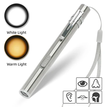 Энергосберегающая портативная профессиональная медицинская удобная ручка-фонарик, перезаряжаемый через USB, мини-фонарик с зажимом из нержавеющей стали, светодиодный фонарик